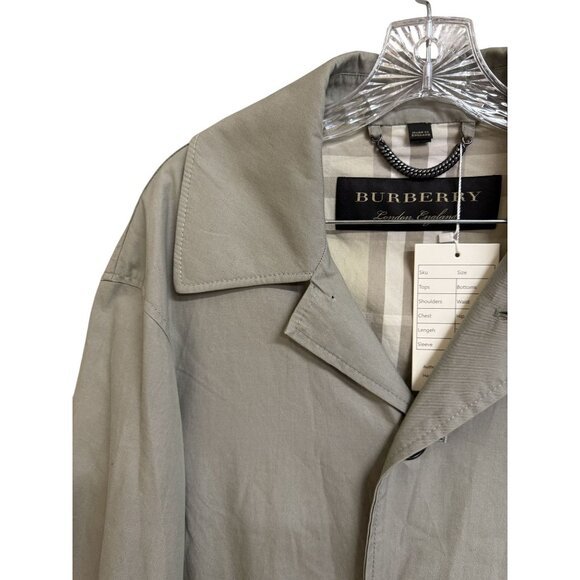 Burberry Beige Cotton Trench Coat With Button Closure & Belted Back - Picture 3 of 16